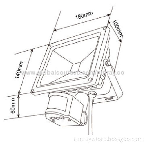 Special Price 30W PIR LED Floodlight, >0.95% Power Factor, IP65, Aluminum Housing, 110lm/W, CE Mark